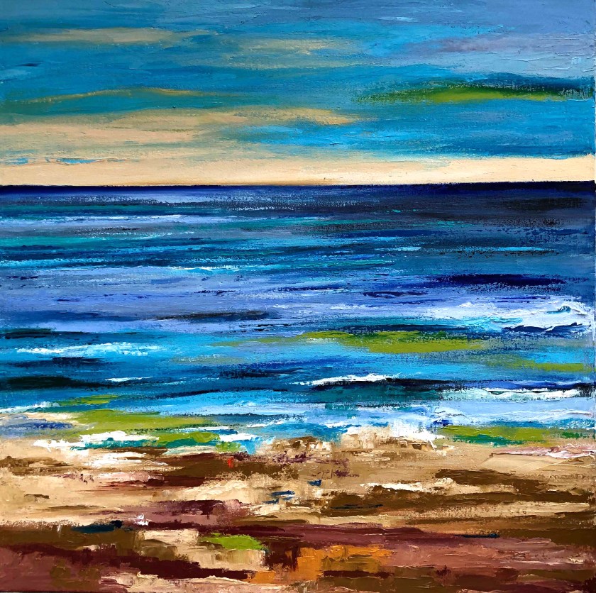 Brooding Sky oil painting palette knife artists quality oil on canvas 24" x 24" framed for sale