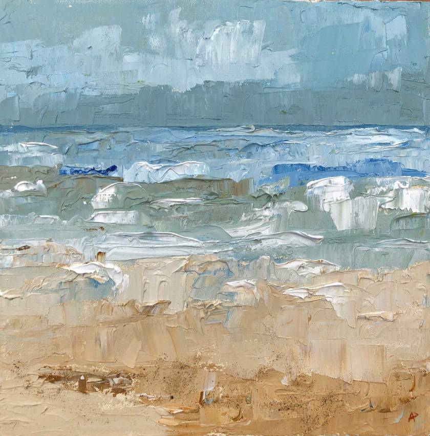 Storm Dennis palette knife oil painting 12" x 12" £ 325