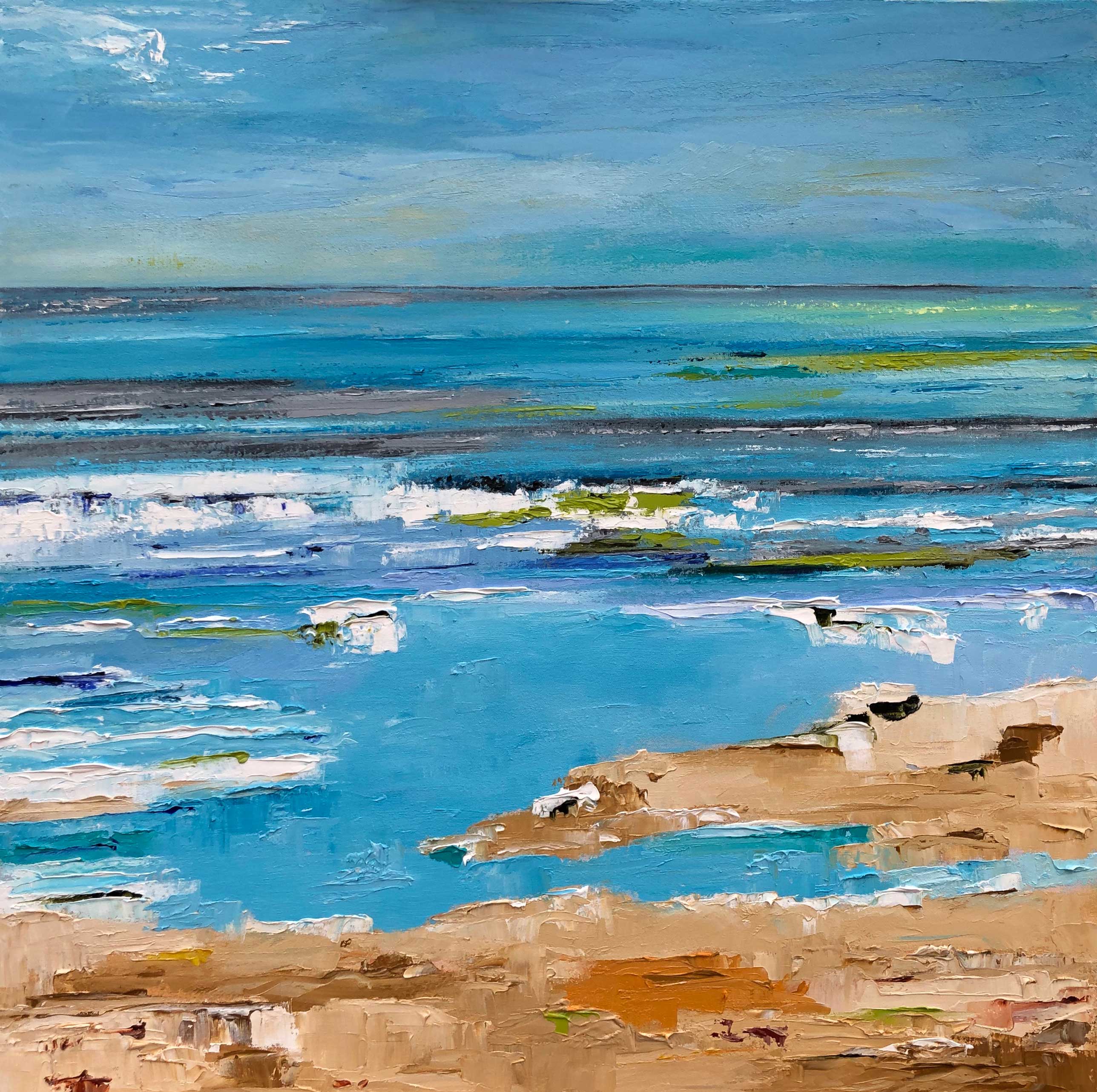 Memories of a Winters Day at Whitstable shoreline seascape coastal art stunning piece framed in white and ready to hang